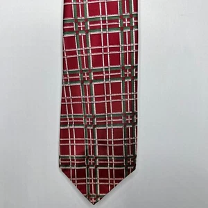 Unbranded Men’s Necktie 4” Maroon Green White Plaid Tie Short - Picture 1 of 8