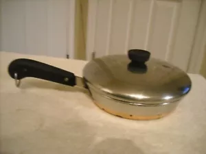Revere Ware 8" Copper Bottom Stainless Steel Fry Pan & Lid Pre 1968, USA - Picture 1 of 12
