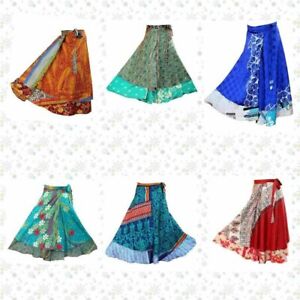 30PC Indian Vintage Skirt Silk Dress Bohemian Gypsy HippieSilk Skirt Women Wrap