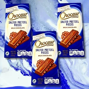 Choceur European Milk Chocolate Bar with Salted Pretzel Pieces (7.05 Oz) 3 Pcs - Picture 1 of 3