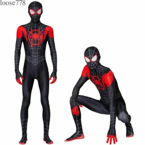 Spider-Man Miles Morales Cosplay Costume Jumpsuits Peter Parker Adults Bodysuits - Picture 1 of 15
