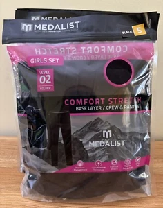 MEDALISTS GIRLS SET SIZE SMALL COLOR BLACK NEW LONGSLEEVE THERMO GEAR - Picture 1 of 4