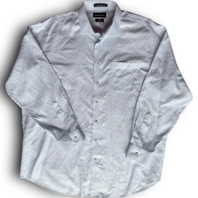 Camisa de vestir Paul Fredrick para hombre 17,5 x 32 azul a cuadros calce clásico puño francés Foto 1 de 4