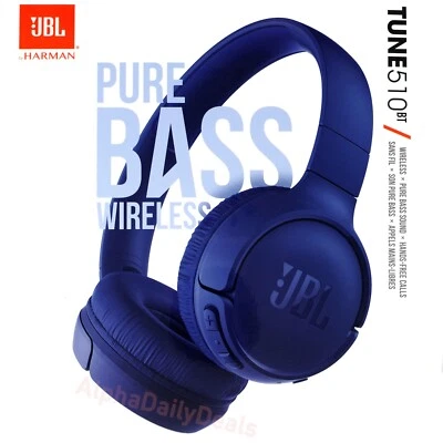 JBL Tune 510BT Wireless Bluetooth On-Ear Stereo Blue Headphones Mic Extra Bass - Image 1 of 3