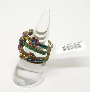 Ring Michal NEGRIN Crystals Cocktail flower all size Made in Israel * - Picture 1 of 8