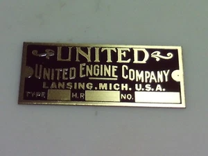 1/2 scale United Nameplate for Hit and Miss Model Engine name tag - Picture 1 of 1