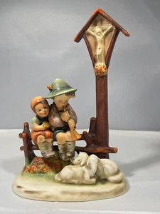 Hummel Figurine Wayside Devotion  28/2 Full Bee 1950 Children Lambs Jesus VTG - Picture 1 of 9