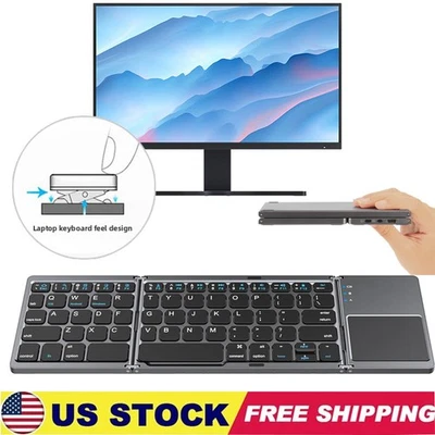 Mini Thin Fold Wireless Bluetooth Keyboard With Touchpad for iOS Android Windows - Image 1 of 4
