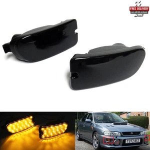 2x Luz LED Repetidora Indicadora Parachoques Delantero Lente Negra Para 98-00 Subaru Impreza - Imagen 1 de 8