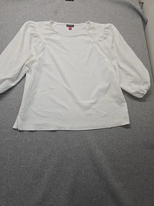 Vince Camuto Blouse Top Womens Size Large White Gauze Peasant Puff Sleeve  - Picture 1 of 13
