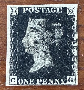 Gran Bretagna, Penny Black, usato, quattro margini, Sc #1, SG #1 - Foto 1 di 4