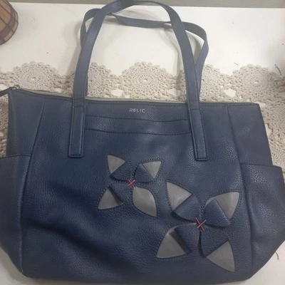 Reliquia Bolso de Hombro Bolso Cartera Azul Grande Cartera con Gris 3D Flor Único  Foto 1 de 4