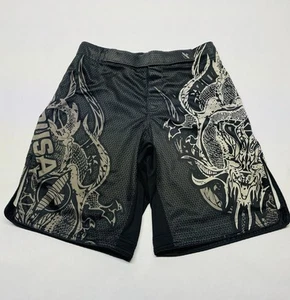 Hayabusa Jiu Jitsu MMA Kickboxing Martial Arts Grappling Shorts Sz 34 Black Tan - Picture 1 of 20