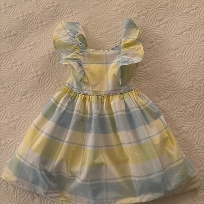 Vestido Tommy Bahama Niña Pequeña Amarillo Azul a Cuadros Talla 2T Foto 1 de 4