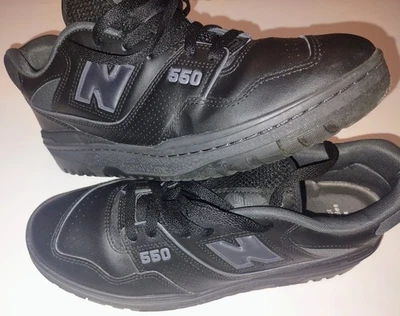 Men's New Balance 550 Triple Black Sneakes Size 10.5 - Image 1 of 4