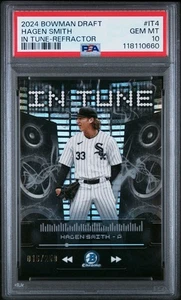 2024 Bowman Draft In Tune Refractor /250 Hagen Smith PSA 10 #IT-4 Prospect RC - Picture 1 of 2