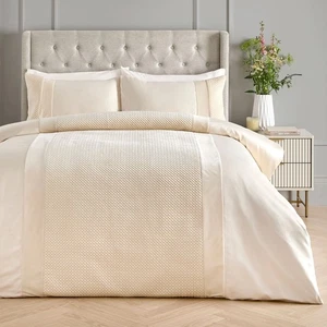 Funda nórdica de terciopelo satinado detalle de edredón pinsónico juego de cama super king natural - Imagen 1 de 3