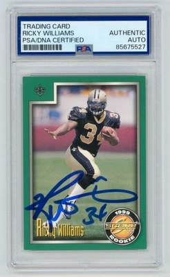 RICKY WILLIAMS  Signed 1999 Score ROOKIE Football Card #222 PSA Slabbed Auto - Image 1 of 2