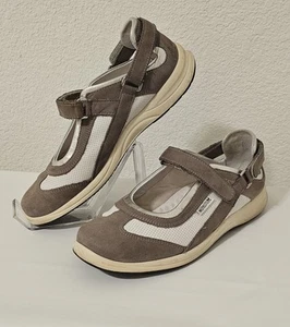 Mephisto Shoes Women Niro Hook And Loop Mary Jane Flats Brown Beige Leather Sz 7 - Picture 1 of 16