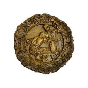 Vintage Handcarved German Wood Seasons Wall Hanging Plate Made In France - Picture 1 of 2