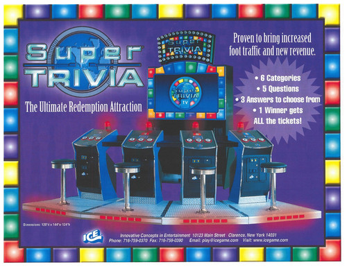 Super Trivia ICE Video Arcade Flyer / Brochure / Ad- Excellent - Hard ...