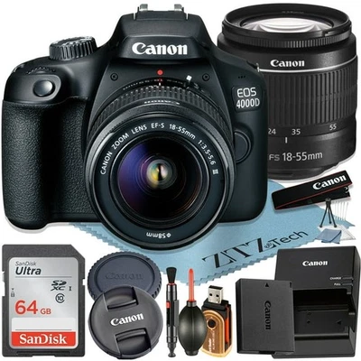 Canon EOS 4000d EF-S 18-55 mm IS II Lens Digital SLR Cameras - Black - Image 1 of 4