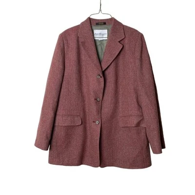 Blazer Norm Thompson Mujer Rojo Beige Chevron Pata de Gallo Talla 16 Foto 1 de 4