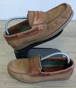 Clarks Men's Seapoint Brown Slip On Boat Shoes UK Size 8G Suede Like Shoe Used - Picture 1 of 12