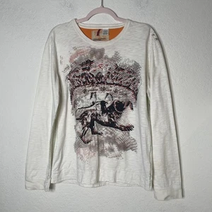 Parasuco Langarmshirt Letztes Abendmahl Löwe Grafikdruck Gr. L Creme Strass - Bild 1 von 14