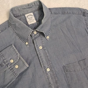 Camisa Brooks Brothers Regent 1818 Azul Cambray Abotonada Manga Larga Para Hombre L - Imagen 1 de 8