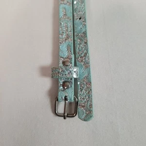 Belt Womens Glitter Belt Size XL In Silver & Green - Picture 1 of 7