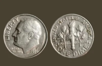 Rare 1994 P Roosevelt Dime Mint Error – Die Crack Through 4 Connecting to 9 - Image 1 of 4