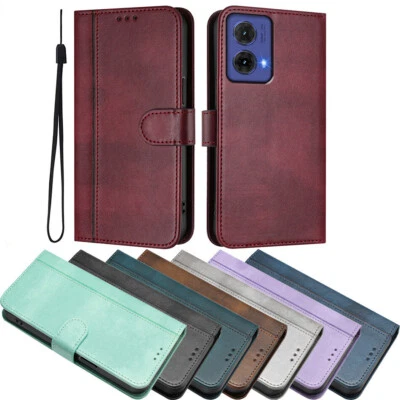 Magnetic Leather Wallet Phone Case For Motorola E14 G35 G34 G85 G15 G55 G84 G05 - Image 1 of 4