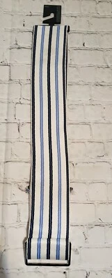 Cinturón Express para mujer talla M/L blanco y azul a rayas ancho nuevo con etiquetas Foto 1 de 2
