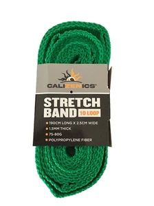 CALIZENICS Green Webbed Stretch Band 10-Loop  Home Workout 190cm x 2.5cm - Picture 1 of 3