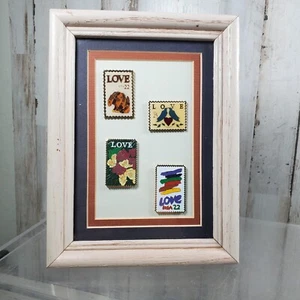 Vintage Love Stamps Pin gerahmte Kunst Collage USPS - Bild 1 von 5