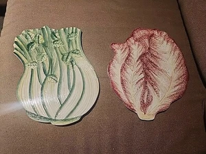 X2 Ceramic Trivet Celery & Cabbage Made In Italy, Ceramiche Leonardo - Picture 1 of 16