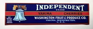 Vintage Independent Brand Yakima Washington Cherries Label - Picture 1 of 1