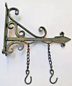 8" ANTIQUE IRON HAND FORGED  sign board hanging bracket shop sign house name - Picture 1 of 1