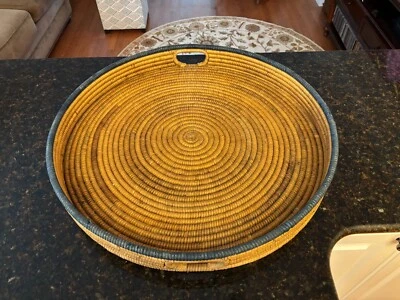 Round Rattan Tray, Hand Woven Serving Tray with Handles, 24" - Image 1 of 4