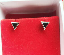 1.50Tcw Trilliant cut Black Diamond Earrings, Black Diamond 925 Silver Studs