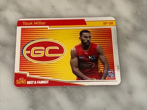 2022 AFL TEAMCOACH BEST & FAIREST SILVER CARD - Touk Miller Gold Coast Suns