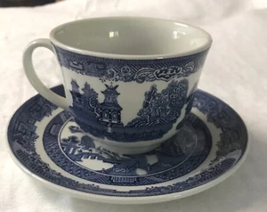 Johnson Bros SET TAZZE E PIATTINI DA TÈ CAFFÈ SALICE BLU Transferware Nuovo - Foto 1 di 4