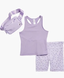 90 Degree By Reflex Kinder Mädchen Tank Shorts Gürteltasche Bauchtasche Set Lila Rose - Bild 1 von 7