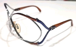 Christian Dior 2056 Vintage Silver Brown Blue Butterfly Sunglasses Eyeglasses - Picture 1 of 9