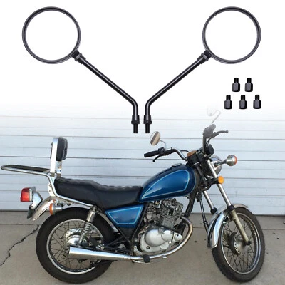 Round Motorcycle Rearview Side Mirrors Black For Suzuki GN125 GN250 GN400 GN50E Foto 1 de 4