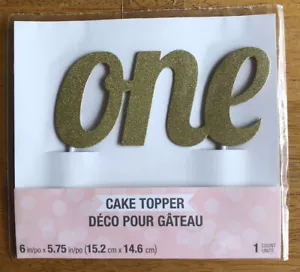 Creative Converting 1st Birthday "One" Cake Topper Gold Shimmer 6" x 5.75" - Picture 1 of 3