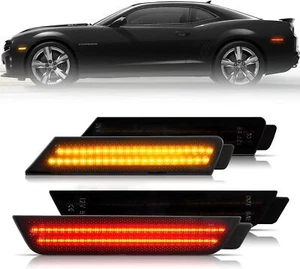 For Chevy Camaro 2010-2015 Front & Rear LED Bumper Full Side Marker Light Smoked - Picture 1 of 7