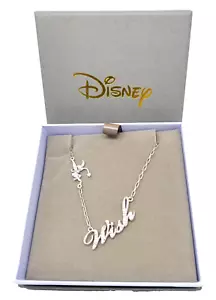 Disney Couture Kingdom Tinkerbell Wish Necklace Silver 14k White Gold Plated - Picture 1 of 6