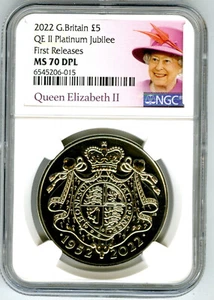 2022 5PND GREAT BRITAIN QEII PLATINUM JUBILEE NGC MS70 DPL QUEEN ELIZABETH FR - Picture 1 of 2